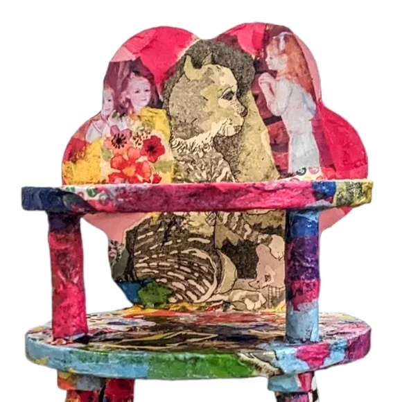 OOAK Handcrafted wood highchair. Signed original one of a kind art - Picture 4 of 16